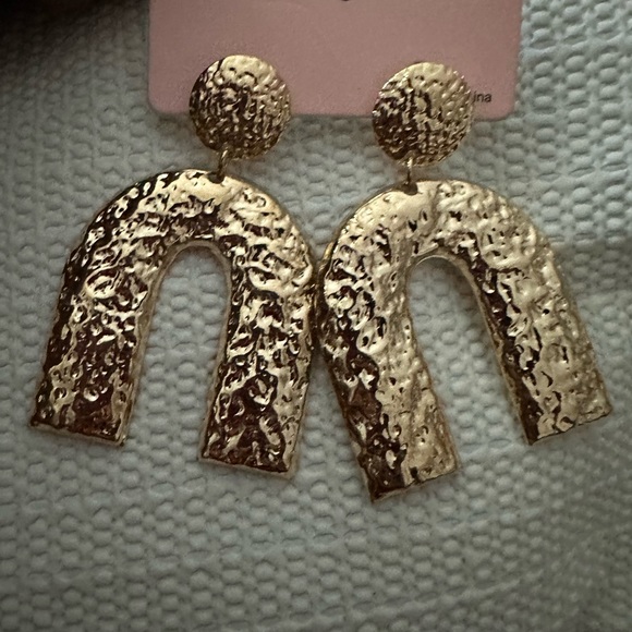 Gold Tone Dangle Pierced Earrings - Picture 2 of 2